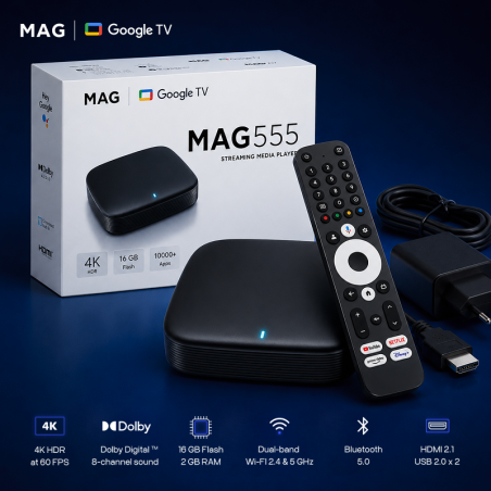 MAG555 IPTV Box Google TV™ 4K HDR – Streaming Device by Infomir