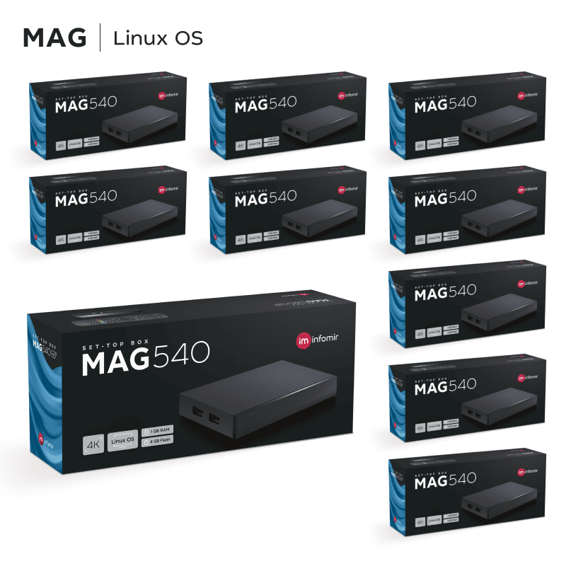 MAG540 x10 Pack – 4K Linux IPTV Set-Top Boxes Wholesale