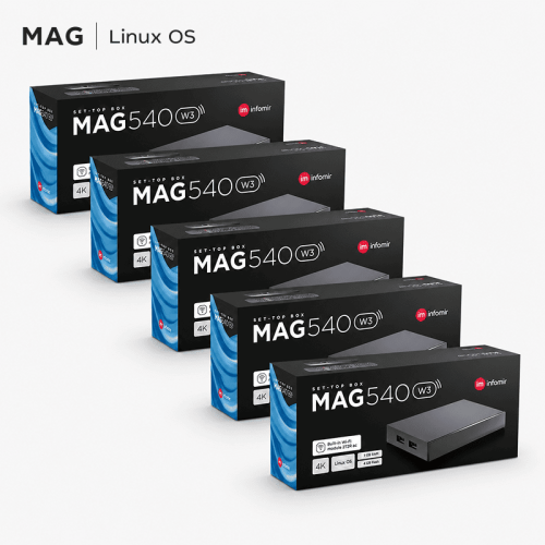 MAG540w3 x5 Pack – 4K IPTV Boxes with Wi-Fi Wholesale